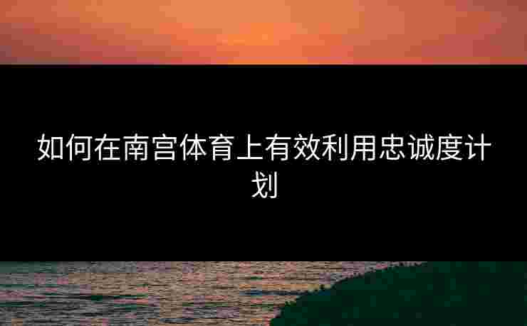 如何在南宫体育上有效利用忠诚度计划