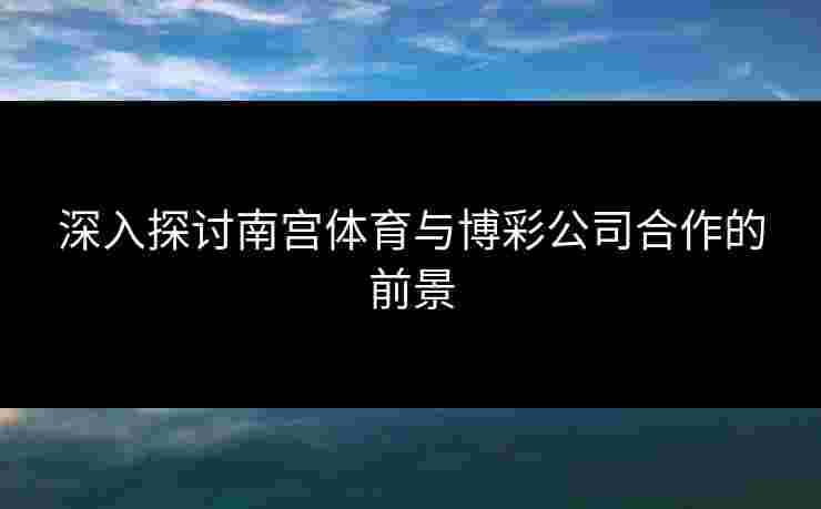 深入探讨南宫体育与博彩公司合作的前景