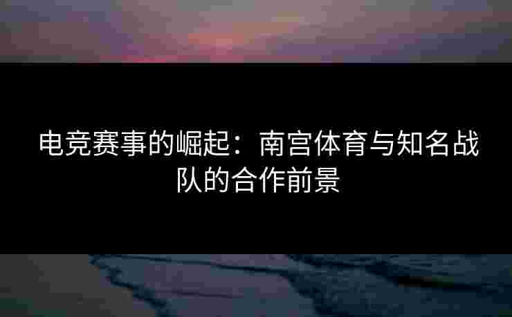 电竞赛事的崛起：南宫体育与知名战队的合作前景
