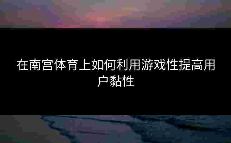 在南宫体育上如何利用游戏性提高用户黏性