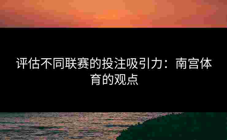 评估不同联赛的投注吸引力：南宫体育的观点